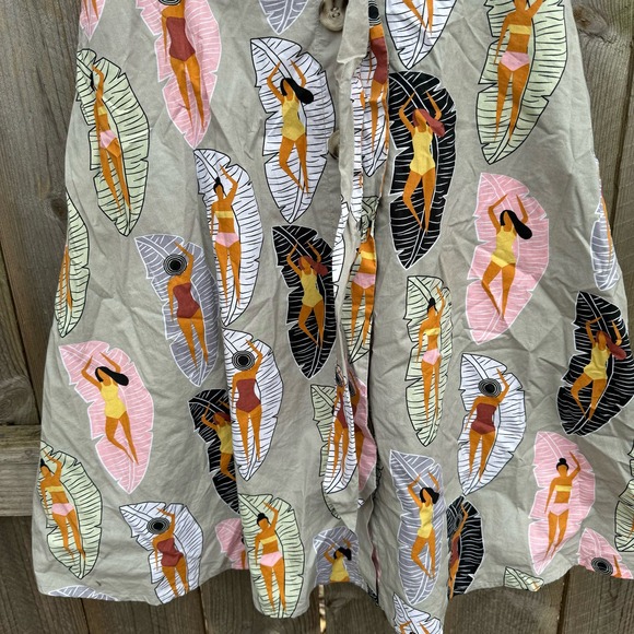 Eva Franco Anthropologie Sunbather Skirt A Line Buttons Gray Knee Length size 4 - Picture 5 of 9